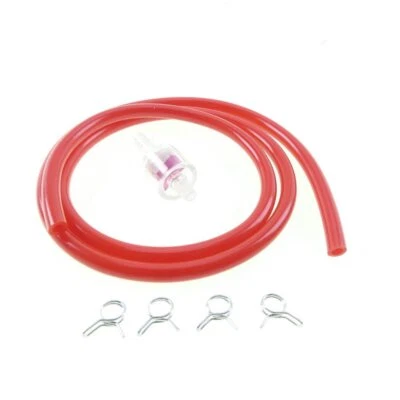 Benzinschlauch + Benzinfilter Rot + Benzinschlauchklemme für Mofa Moped Roller - Bild 1 von 4