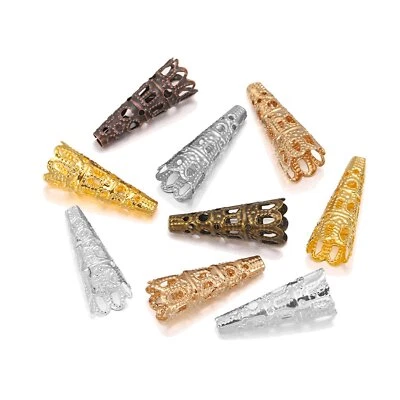 200 piezas tapas largas de cuentas de flores 22 mm tapas de extremo de cuentas de filigrana espaciadores para pendiente Foto 1 de 4