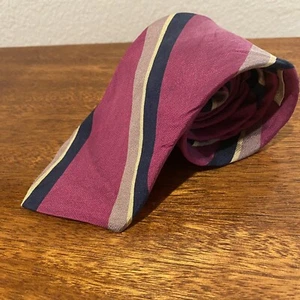 Vintage Silk Tie Regent Bert Pulitzer Purple Tan Navy Striped Made In USA - Picture 1 of 10