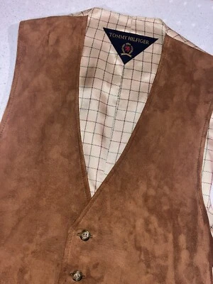 TOMMY HILFIGER Men’s 44R Faux Suede Vest (Lined) — Size Large — Fast Shipping! - Image 1 of 4