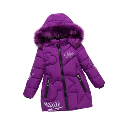 Dicker Wintermantel für Mädchen Warme Winterjacke als Hoodie und Sweatjacke Neu - Bild 1 von 4