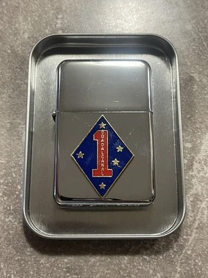Military Earth By Star 1st Marine Division Guadacanal Chrome Lighter by Star - Image 1 of 3