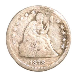 1878 Seated Liberty Quarter Low Grade Cleaned/Damaged Decent Details - Picture 1 of 8