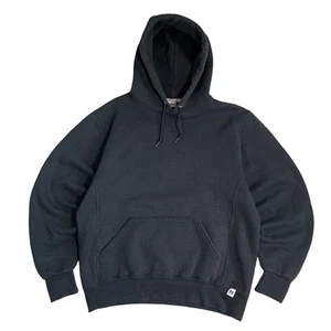 Vintage Russell Athletic Hoodie Mens Medium Black Long Sleeve Faded Gym Casual - Picture 1 of 5