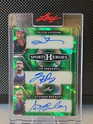 2025 Leaf Metal Sports Heroes /7 Auto Allen Iverson Stephon Marbury Tim Hardaway - Image 1 of 3