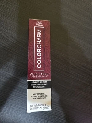 全新带盒 Wella ColorCharm Vivid Darks 永久头发颜色 Muy 品红 免运费 — 第 1/4 张图片
