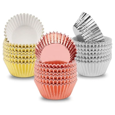Folie Cupcake Liner Muffin Papier FäLlen Back FöRmchen Gold Silber Rose Gol4613 - Bild 1 von 4