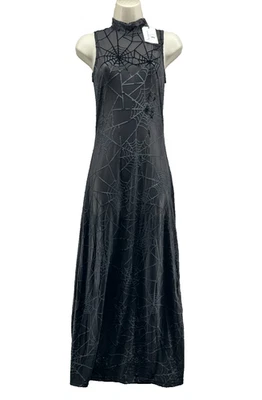 Fashion Brand Company Black Widow Dress Size M Sheer Spiderweb Bodycon Midi NWT - Image 1 of 4