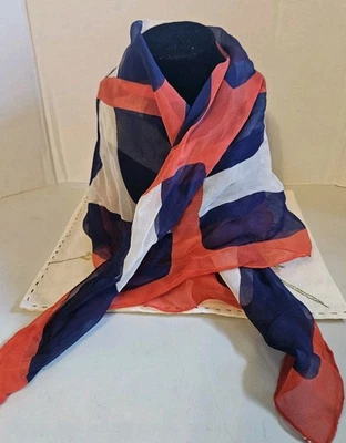 Vintage ECHO Square Red, White & Blue Scarf 26"×26" Japan - Image 1 of 3