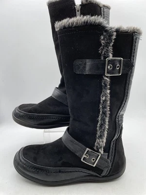 Nine West Naydine Knee-High Snow Boot Girl's Sz 4 Black Buckle Faux Fur - Image 1 of 4