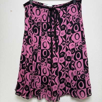 VTG 90s Women Whimsigoth 100% SILK Skirt 14 Pink Floral Paisley Artsy Chiffon - Image 1 of 4
