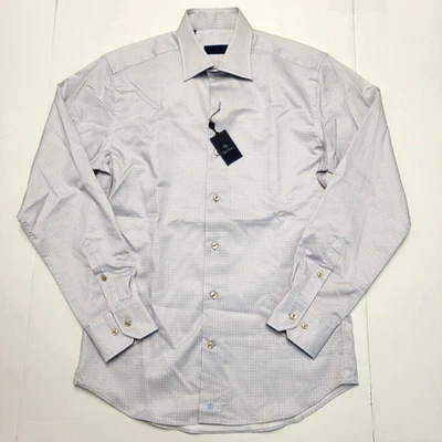$165 New DAVID DONAHUE Button Front Sport Shirt Men SMALL S Blue Brown GEOMETRIC - Image 1 of 4