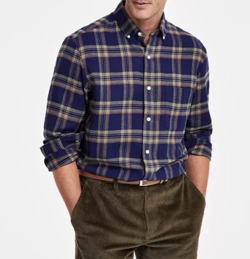 Club Room Men’s Reg. Fit Plaid Flannel Button Down Shirt Blue Green 2XL XXL NWT - Image 1 of 3