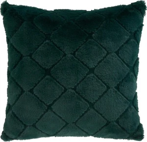 Catherine Lansfield Cosy Diamond Faux Fur Sofa Bed Scatter Filled Cushion Green - Picture 1 of 2