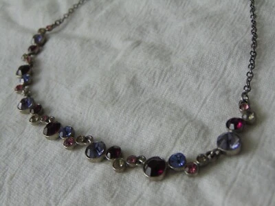 Napier signed gunmetal sparkling purple, pink, gray and blue crystals necklace - Image 1 of 4