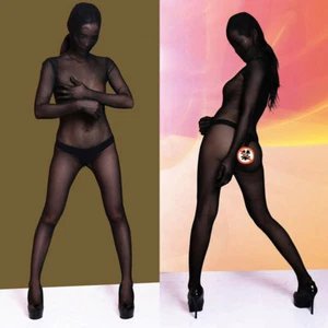Talla Grande 2 Vías Body con Cremallera Transparente Cuerpo Completo Medias Zentai Disfraz Mono - Imagen 1 de 12