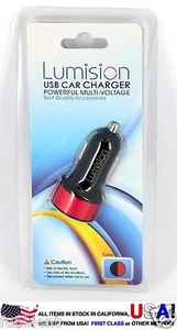 Black/Red USB Car Charger Dual 2 Port for iPhone Samsung HTC 3.1a 2.1a travel - Picture 1 of 9
