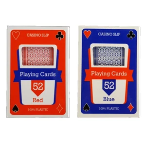 2x Decks of Cards in Red & Blue Colours in Cases 100% Plastic Casino Slip - Picture 1 of 3