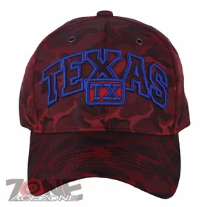 TEXAS TX LONE STAR STATE BASEBALL CAP HAT CAMOUFLAGE RED - Picture 1 of 4