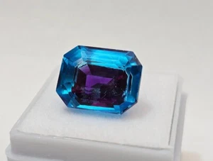 Pitambari Sapphire Emerald Cut 14-15 Ct Bi-Colour EGL Certified Gemstone - Picture 1 of 9