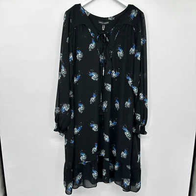 Love and Legend Shift Dress Plus Size 24 Black Chiffon Overlay Feathers Boho New - Image 1 of 4