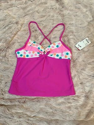 Terno de banho Joe Boxer meninas Tankini 2 peças rosa bolinhas M novo com etiquetas - Imagem 1 de 4