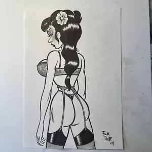 Femme Fatale Archie Comics Style Horror Goth Original Art drawing By Frank Forte - Picture 1 of 3
