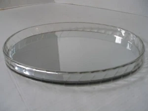 Kosmetikspiegel Tablett Oval Lucite Boarder Verspiegelt 14x9 Neu - Bild 1 von 11