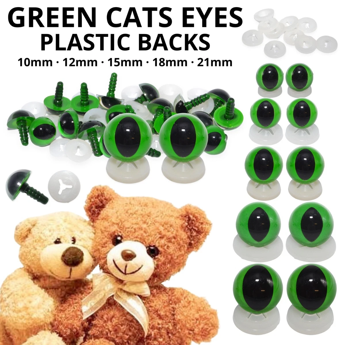 Hukiwow 400-Piece 12mm Safety Eyes & Washers - Black Plastic Craft Eyes For Crochet Dolls