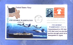 USS GEORGE WASHINGTON CVN-73 Aircraft Carrier Color Photo First Day of Issue PM - Picture 1 of 1
