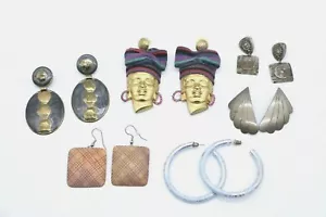 Lote de 6 pares de pendientes perforados bohemios vintage J2C - Imagen 1 de 8