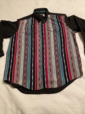 Vintage Frontier Series Western Long Slv Button Striped Front Shirt SZ XL  - Image 1 of 4