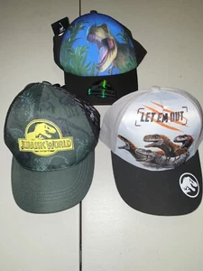 3 NEW jurassic park KIDS hats caps adjustable T-Rex dinosaurs - Picture 1 of 8