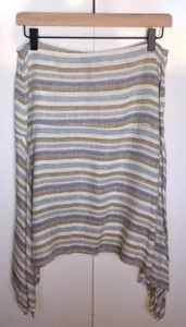 SISLEY Italian Designer Linen Skirt Blue/Tan/Beige/Cream SZ 6 (EU 42) EXC COND!  - Picture 1 of 14