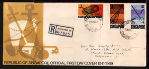 SINGAPUR 1969 INSTRUMENTO MUSICAL DEFINITIVO PRIMER DÍA PORTADA (L300) - Imagen 1 de 2