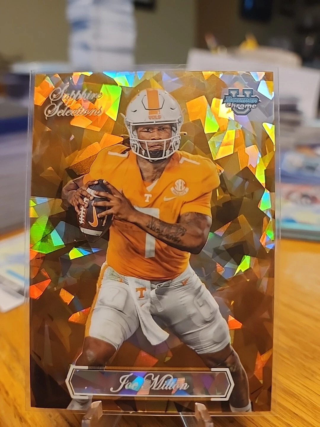 2023 Joe Milton Bowman Chrome U Sapphire Selections Gold Refractor SP 46/50