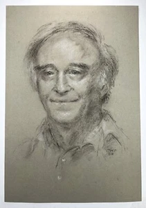 Vintage Portrait Of Older Man In Button Down Pastel Drawing 17x12” Signed 1988 - Picture 1 of 14