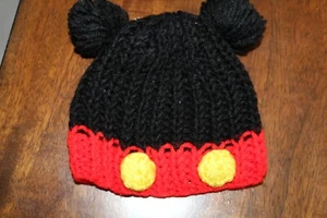 Mickey Mouse Ears Baby Beanie - Crochet Infant Hat - Picture 1 of 3