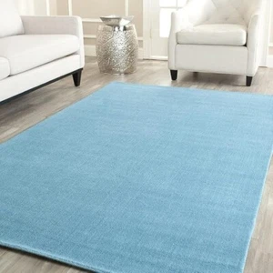 Handmade Design Rug Hand Tufted Area Rug Color Turquoise Custom For Office Room - Picture 1 of 4