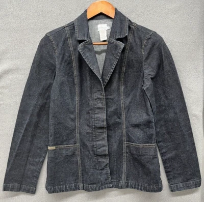 Mujer Chaqueta Denim M Indigo Paneles Algodón Elastizado Blazer Preppy Y2K Minimalista Foto 1 de 4