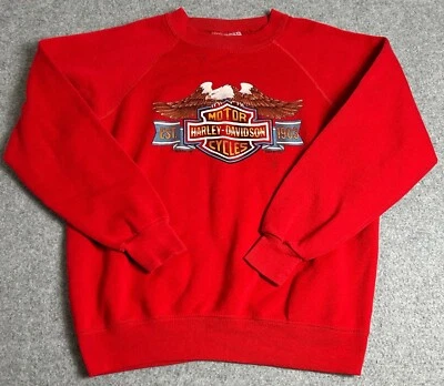 Sudadera De Colección Harley Davidson Para Hombre Grande Roja Motociclista Años 80 Logo Águila EE. UU. Foto 1 de 4