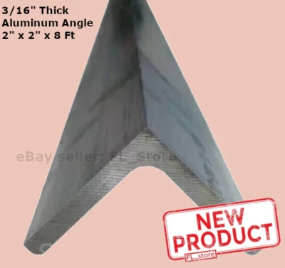 3/16" Thick Aluminum Angle 2" x 2" x 8 Feet Long Unpolished Alloy 6061 90° Stock - Image 1 of 4