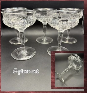 Vintage 5-pc Bryce Champagne Coupe Laurel Leaf Optic Pattern 5.25” - Picture 1 of 10