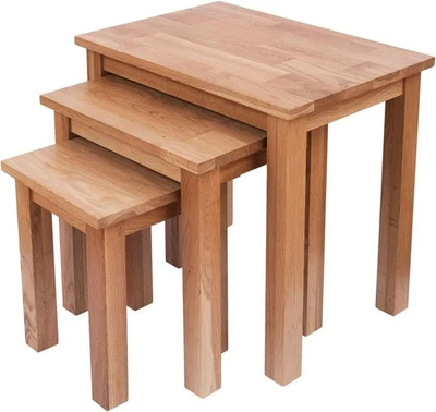 OAK Nest of Tables Nesting 3 Tables Coffee Table Solid Wood Side/Nesting/End/Lam
