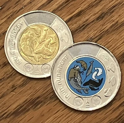 2024 Canadá INUIT NUNANGAT $2 Toonie juego de 2 monedas **75% de descuento en envío combinado** Foto 1 de 4