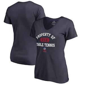 Women's Navy USA Table Tennis Property Of V-Neck T-Shirt - Picture 1 of 3