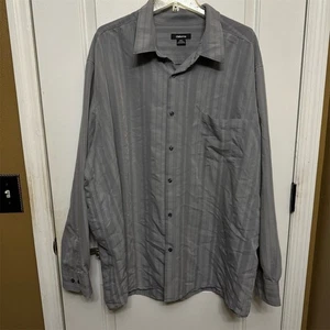 Liz Claiborne Men's 3XLT Gray Striped Long Sleeve Button-Up Shirt - Picture 1 of 9