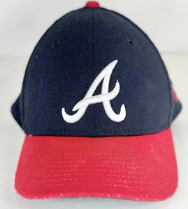 Atlanta Braves Jugend Mütze New Era 39THIRTY Stretch-Fit Navy/Rot MLB Cap - Bild 1 von 4
