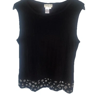 Camiseta sin mangas Coldwater Creek elástica negra con fondo floral grande usada en excelente estado h1 Foto 1 de 4