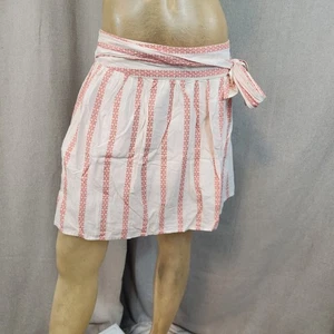 Old Navy White w Red Geometric Stripe Wrap Tie Waist Skirt Size 16 XL XLARGE - Picture 1 of 5